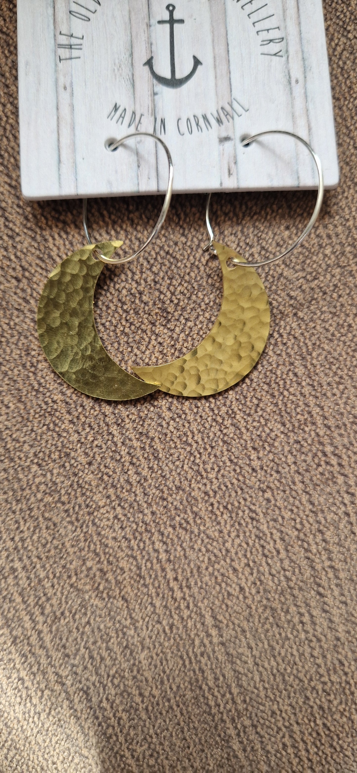 Large Brass Moon Earrings