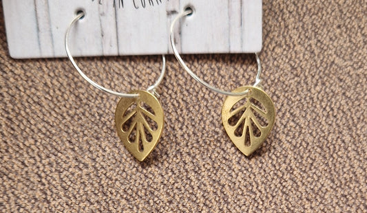 Medium Brass Leaf Earrings
