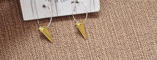 Mini Brass Hoop Triangle Earrings