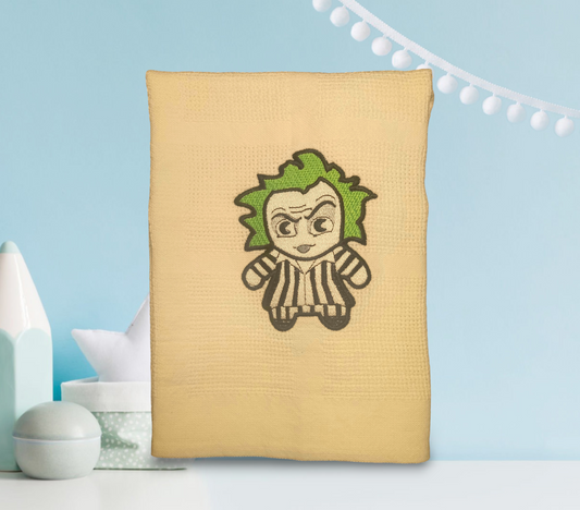 Embroidered Beetlejuice Baby Blanket