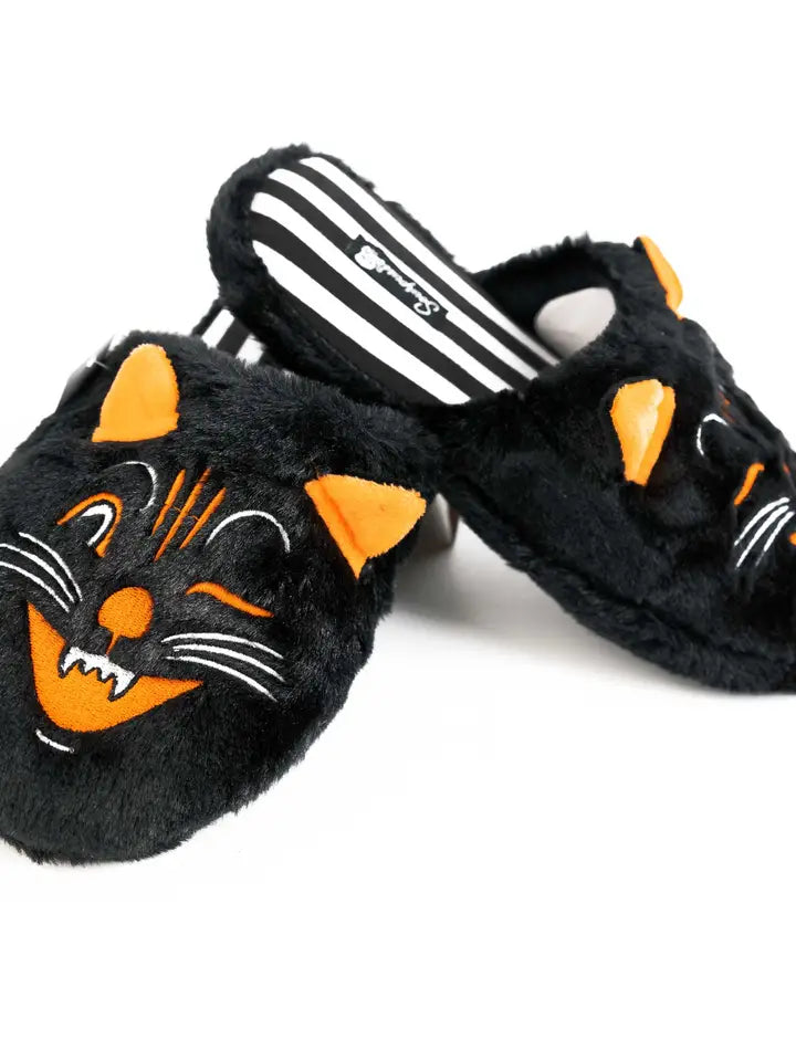 Sourpuss Furry Jinx the Cat Slippers