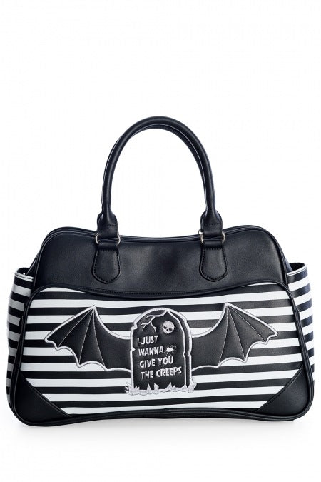 I JUST WANT TO GIVE YOOU THE CREEPS BAG, BLACK AND WHITE STRIPE