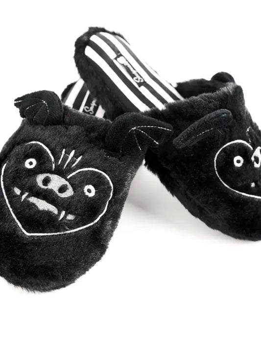 Sourpuss Furry Bat Slippers