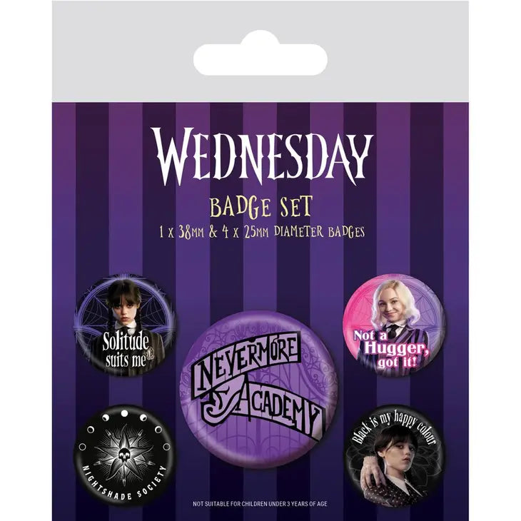 Wednesday (Nevermore) Pin Badges